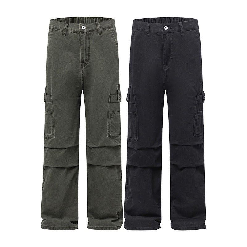 Men's loose-fitting multifunctional cargo pants with large flap pockets and straight wide legs Mune Fashion