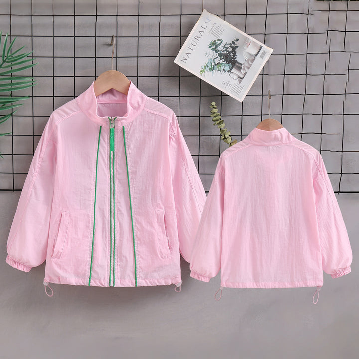 Ladies' lightweight transitional jacket with high collar, drawstring, elastic cuffs, and zipper Mune Fashion