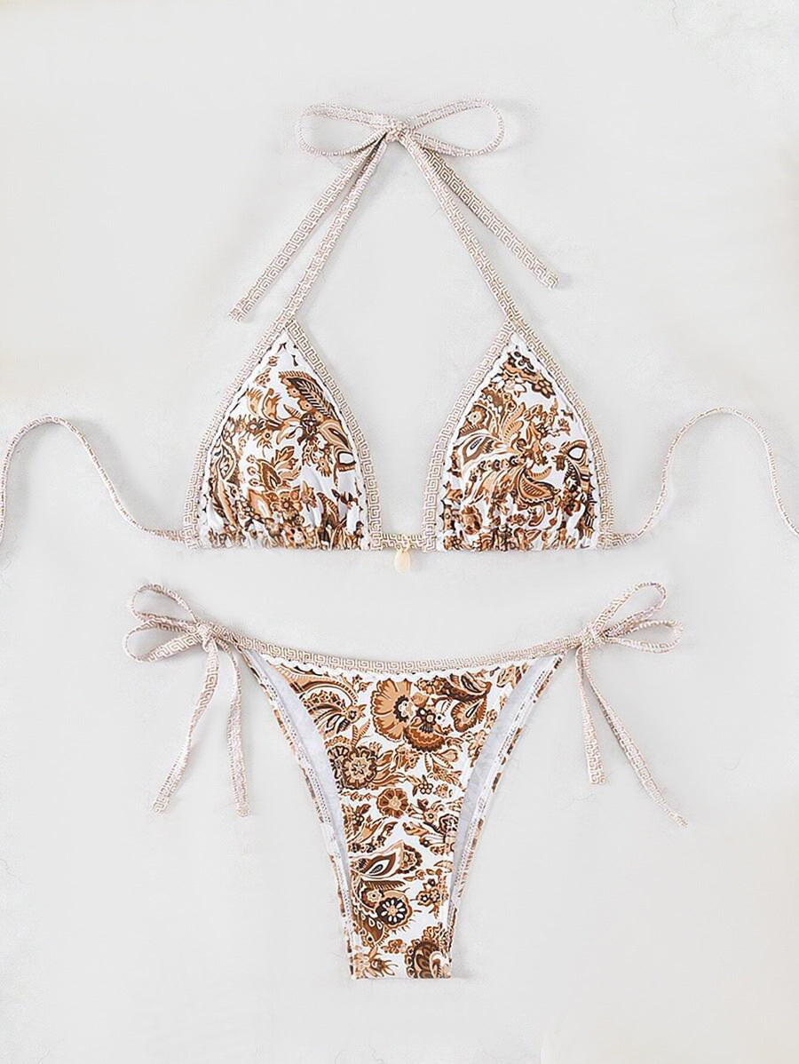 Women's triangle bikini with elaborate floral design Mune Fashion