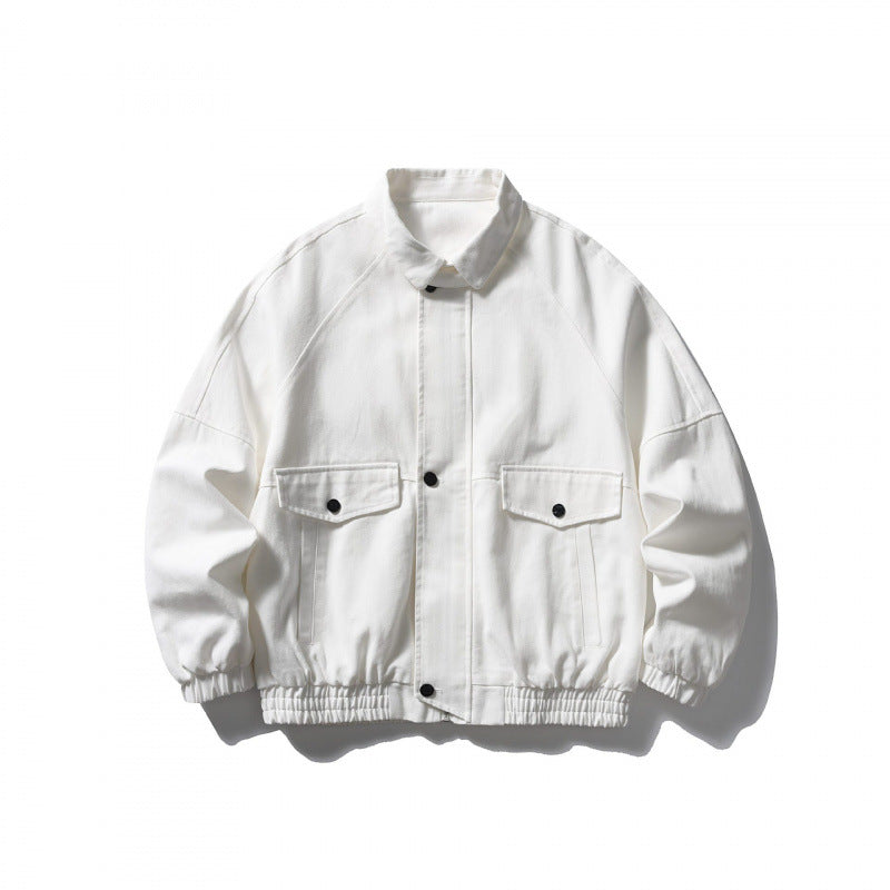 Unisex short-cut boxy jacket made of denim with elastic hem and flap pockets Mune Fashion