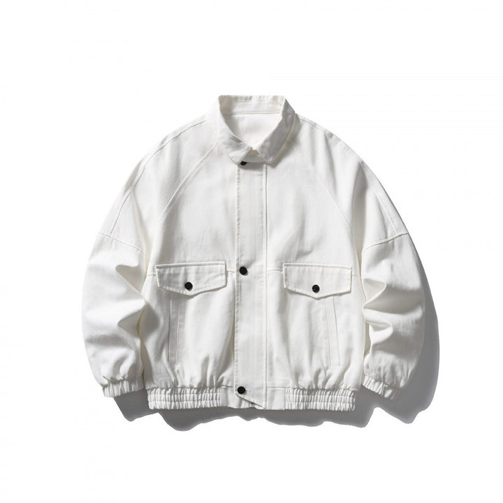 Unisex short-cut boxy jacket made of denim with elastic hem and flap pockets Mune Fashion
