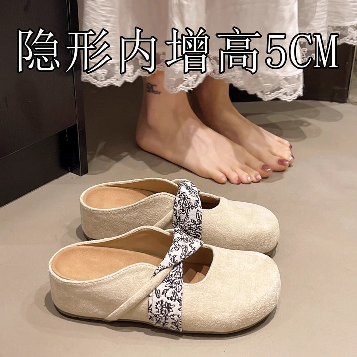 Ladies' Velour Mules with Padded Insole and Decorative Cross Straps Mune Fashion