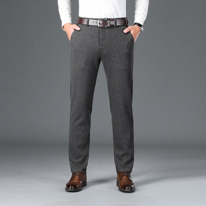 Men's Elegant Stretch Wool Look Trousers with Straight Cut and Elastic Waistband Mune Fashion