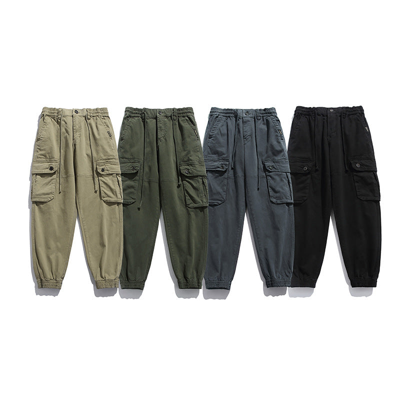 Men's Soft Cotton Utility Cargopants in Jogger Style with Elastic Waistband and Oversized Flap Pockets Drune