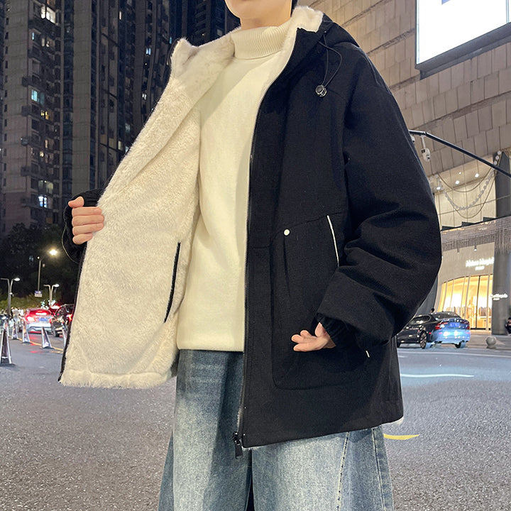 Men's Oversized Hoodie Jacket with Teddy Lining, Two-Way Zipper and Utility Pockets Mune Fashion
