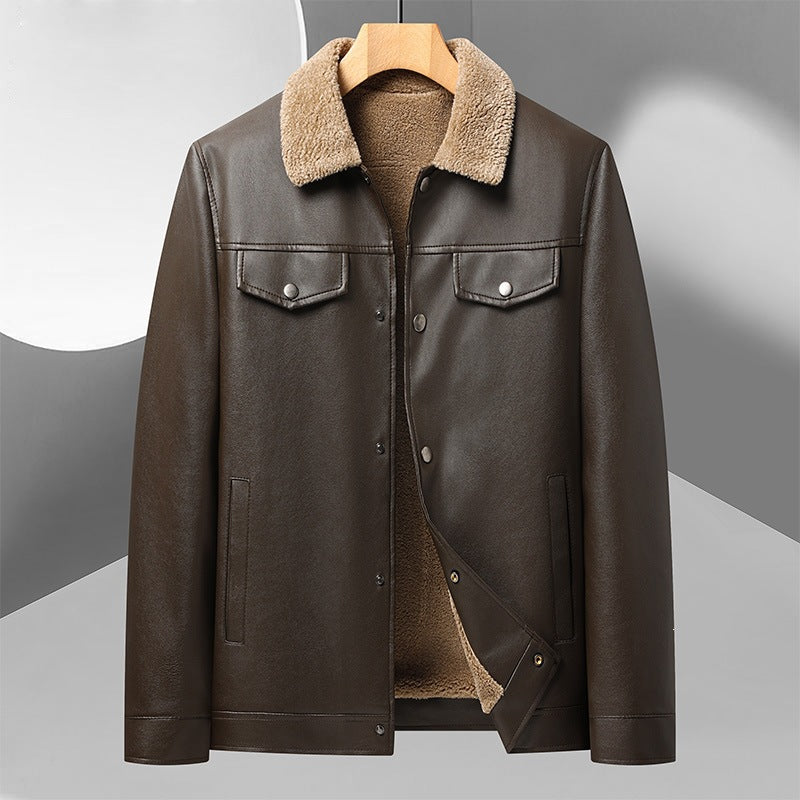 Men's Faux Leather Jacket with Teddy Lining Mune Fashion
