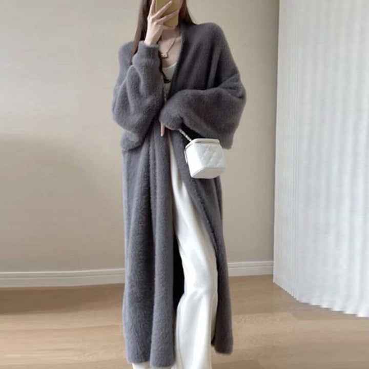 Women's Long Oversized Maxi Knit Cardigan with Open Front Mune Fashion