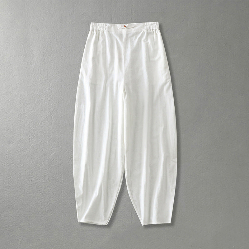 Women Casual Wide Harem Pants with Elastic Waistband and Tapered Ankles Mune Fashion