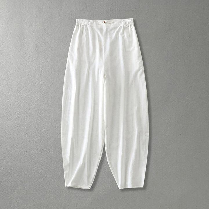 Women Casual Wide Harem Pants with Elastic Waistband and Tapered Ankles Mune Fashion