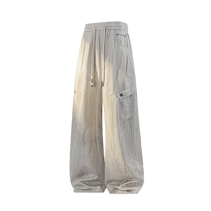 Damen Weite Leinenoptik-Cargohose mit Tunnelzugbund und großen Klapptaschen Mune Fashion