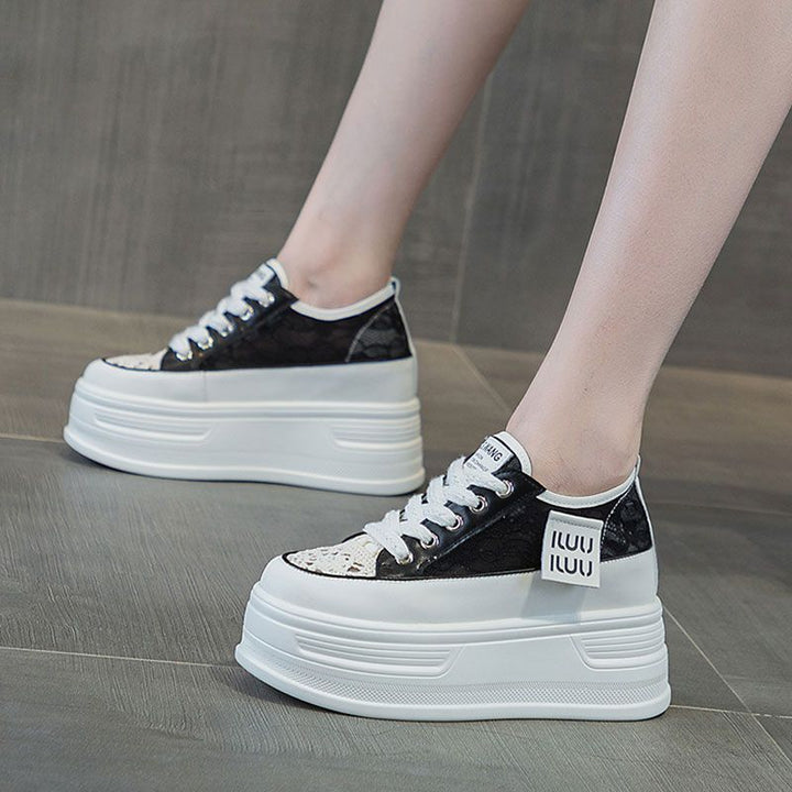 Women's Chunky Platform Sneakers with Breathable Mesh Upper and Stylish Lacing Mune Fashion