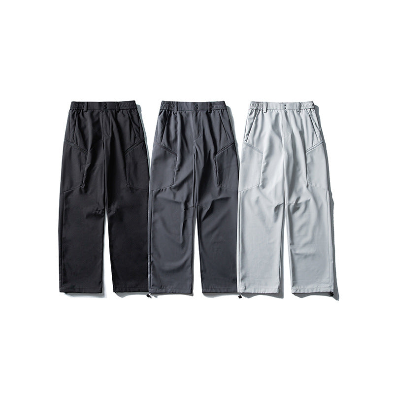 Men's Relaxed-Fit Utility Trekking Pants with Elastic Waistband, Segmented Knee Panels, and Drawstring Hem Mune Fashion