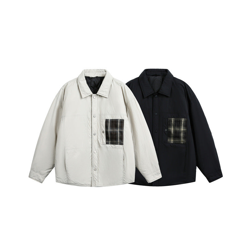 Men's Quilted Shirt Jacket with Contrast Check Pocket Mune Fashion