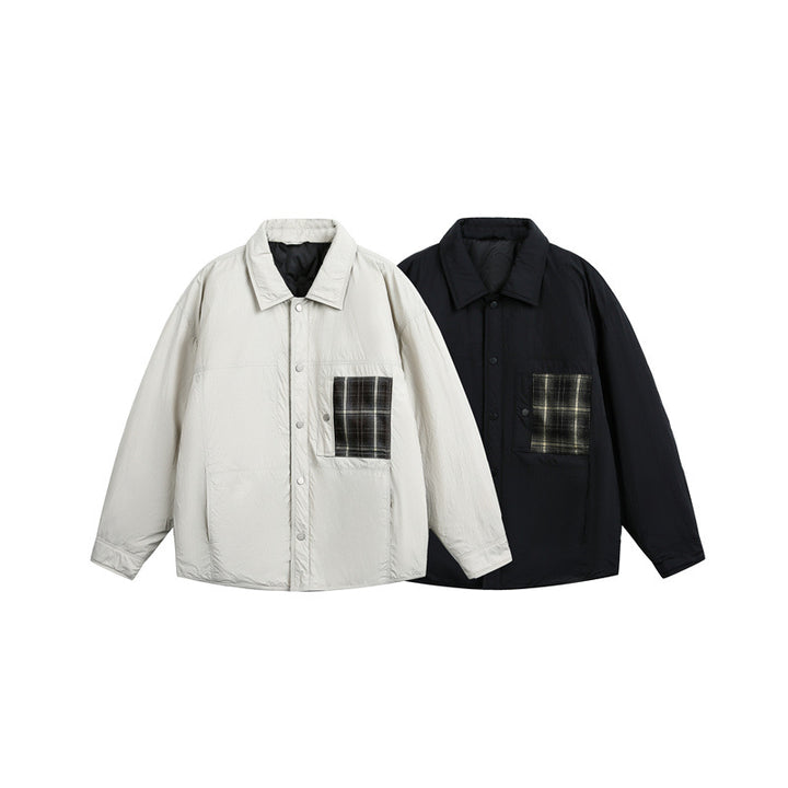 Men's Quilted Shirt Jacket with Contrast Check Pocket Mune Fashion