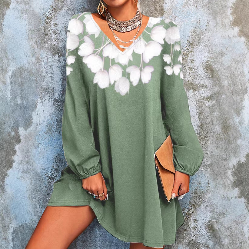 Women's V-Neck Tunic Dress Mune Fashion