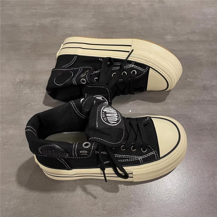 Women's High Sneakers with Cool Vintage Design and Practical Lacing Mune Fashion
