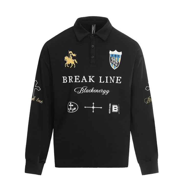Unisex rugby polo shirt with kent collar, logo prints and oversized cut Mune Fashion