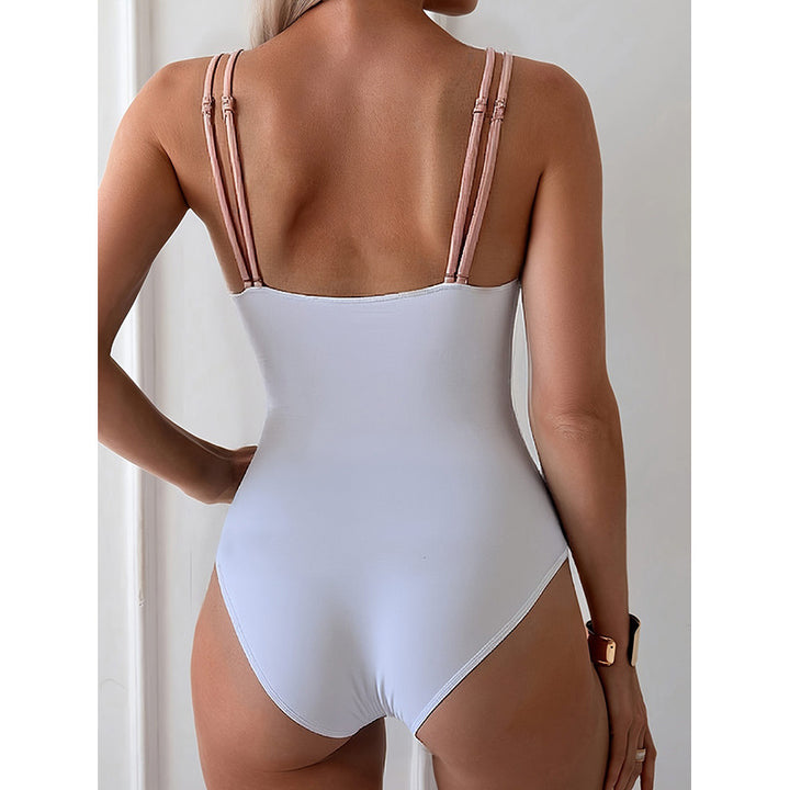 Women's bandeau one-piece swimsuit with fashionable beach motif Mune Fashion