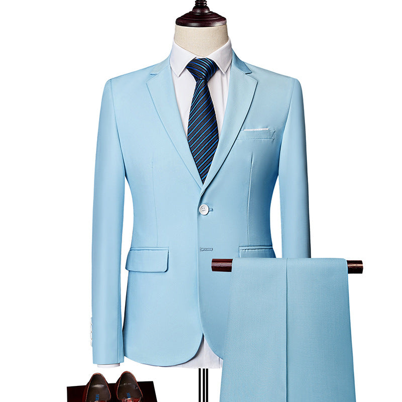 Men's Slim Fit Single-Breasted Suit Set with One-Button Blazer, Slim Suit Pants with Crease and Elastic Stretch Fabric Mune Fashion