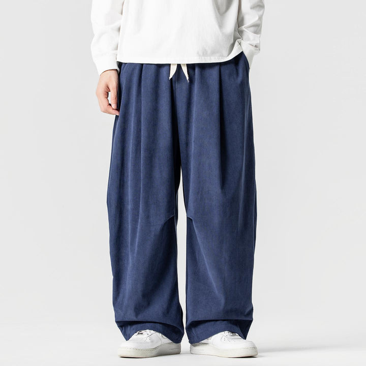 Men's wide cord pants with drawstring, pleats, and relaxed fit Mune Fashion