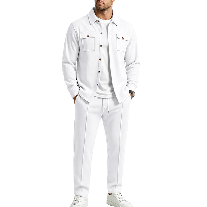 Men's overshirt and jogger set made of textured knit quality Mune Fashion