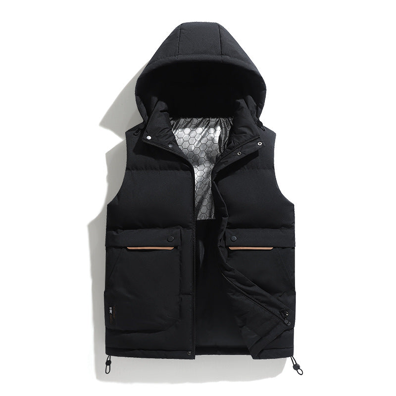 Men's Lightweight Puffer Vest with Removable Hood, Thermal Insulation & Utility Pockets Mune Fashion