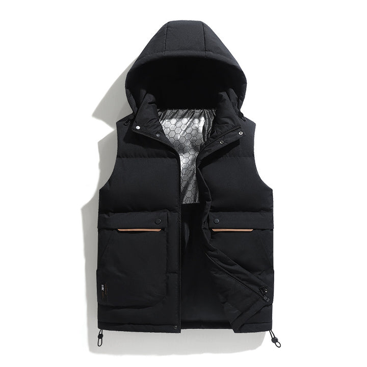 Men's Lightweight Puffer Vest with Removable Hood, Thermal Insulation & Utility Pockets Mune Fashion