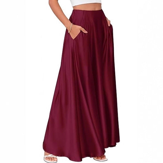 Ladies max skirt with pockets and figure-hugging high waistband made of flowing chiffon Mune Fashion