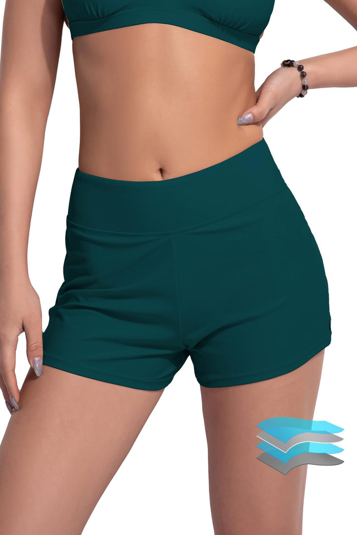 Women's High-Cut Sport Swim Shorts with Elastic Waistband Mune Fashion