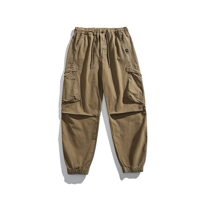 Men's Loose-Fit Utility Cargo Pants with Drawstring Waist, Knee Panels and Large Flap Pockets Mune Fashion