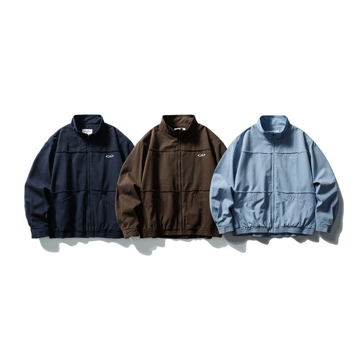 Unisex Boxy Transitional Jacket with Stand-Up Collar, Concealed Zipper and Elastic Hem Mune Fashion