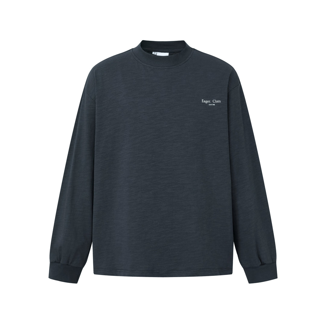 Unisex Oversize-Longsleeve Shirt made of Slub Cotton with a half-high Roll Collar Mune Fashion
