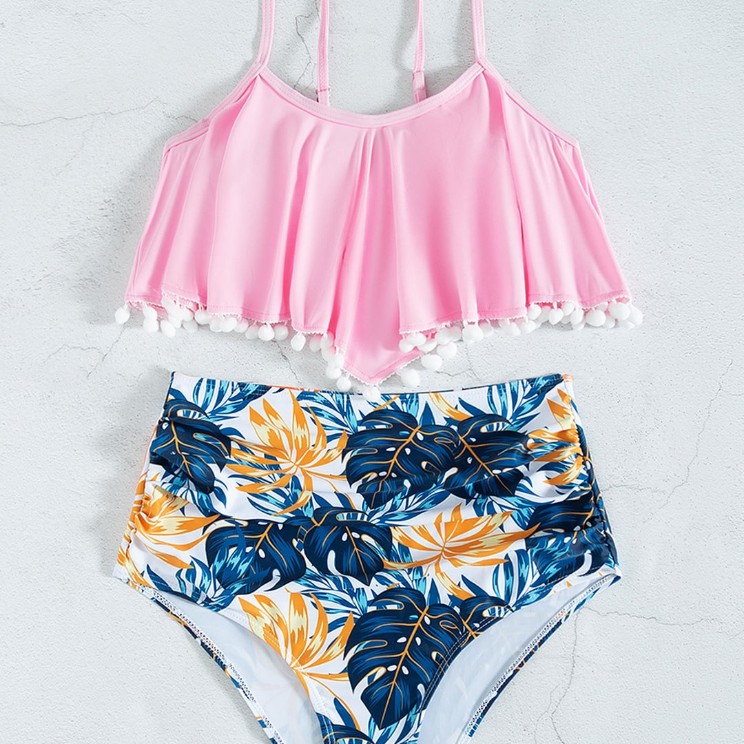 Women's Two-Piece Swimsuit with Ruffled Hem and High Waistband Mune Fashion