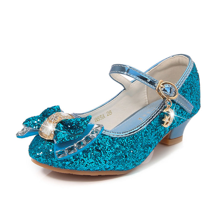 Girls Elegant Glitter Ballet Flats with Decorative Bow and Rhinestone Application Mune Fashion