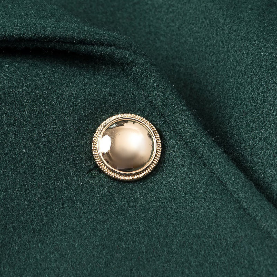 Ladies Short Peacoat made of wool blend with double-breasted button placket and cuff straps Mune Fashion