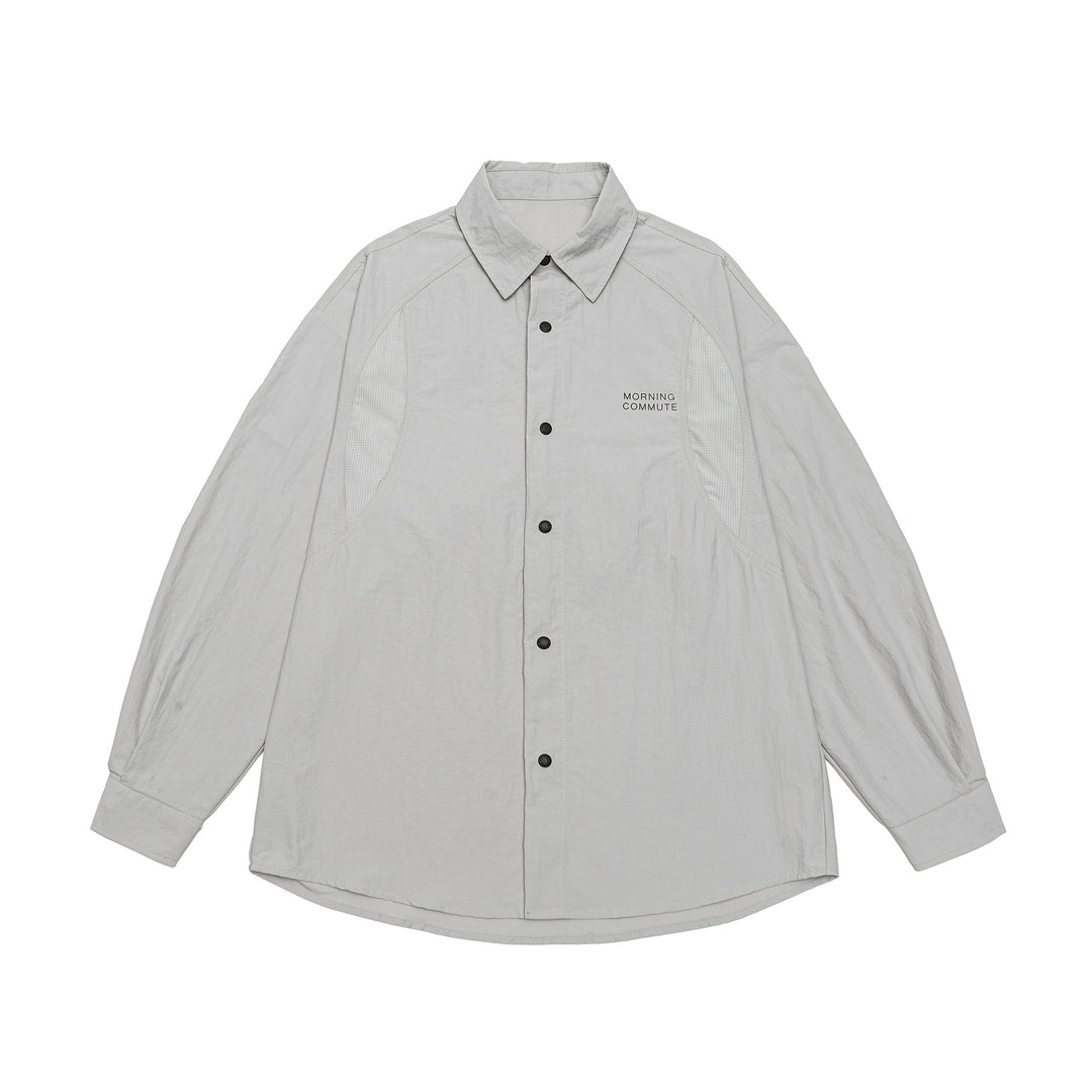 Unisex Light Overshirt in Coach Style with Shirt Collar and Chest Print Mune Fashion