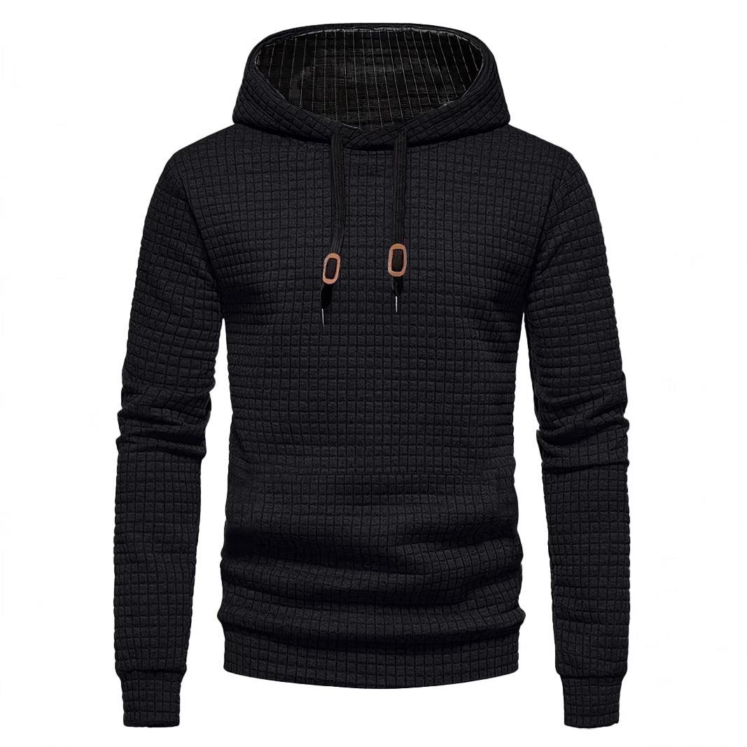 Men's quilted hoodie with rectangular quilting, drawstring and ribbed cuffs Mune Fashion