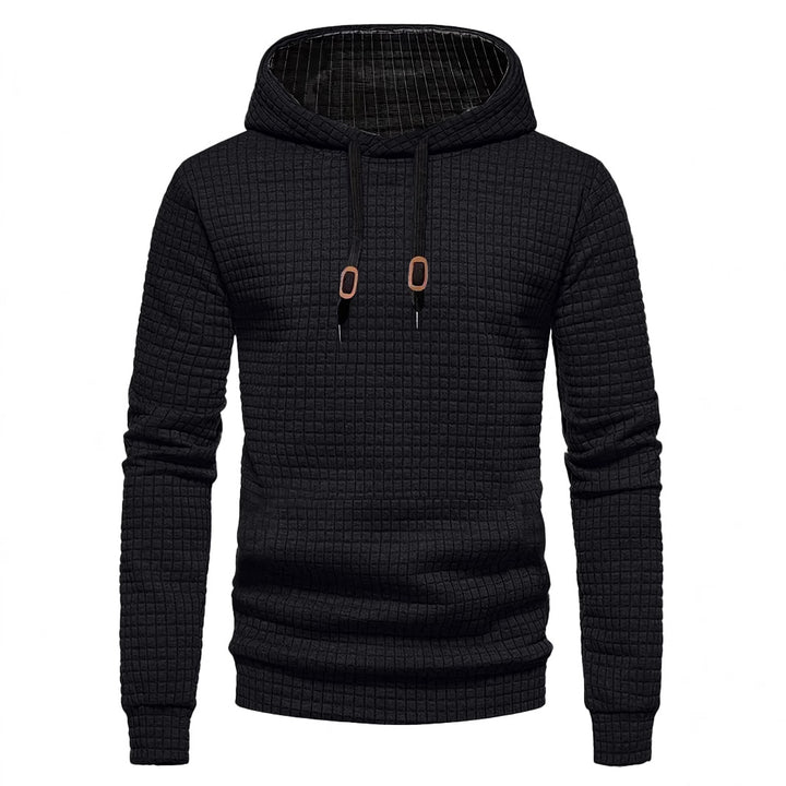 Men's quilted hoodie with rectangular quilting, drawstring and ribbed cuffs Mune Fashion