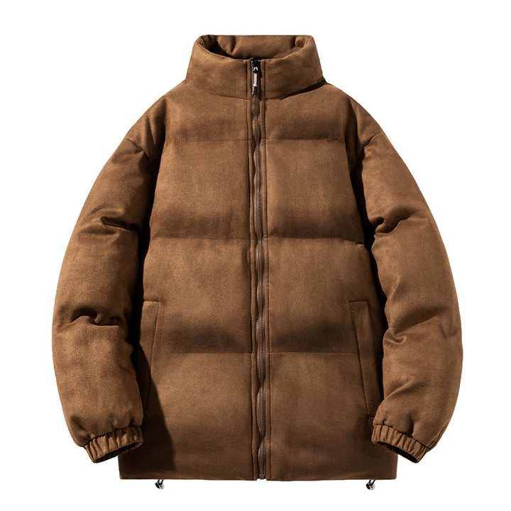 Men's wide block quilted jacket with padded thermal filling, high standing collar and drawstring hem Mune Fashion