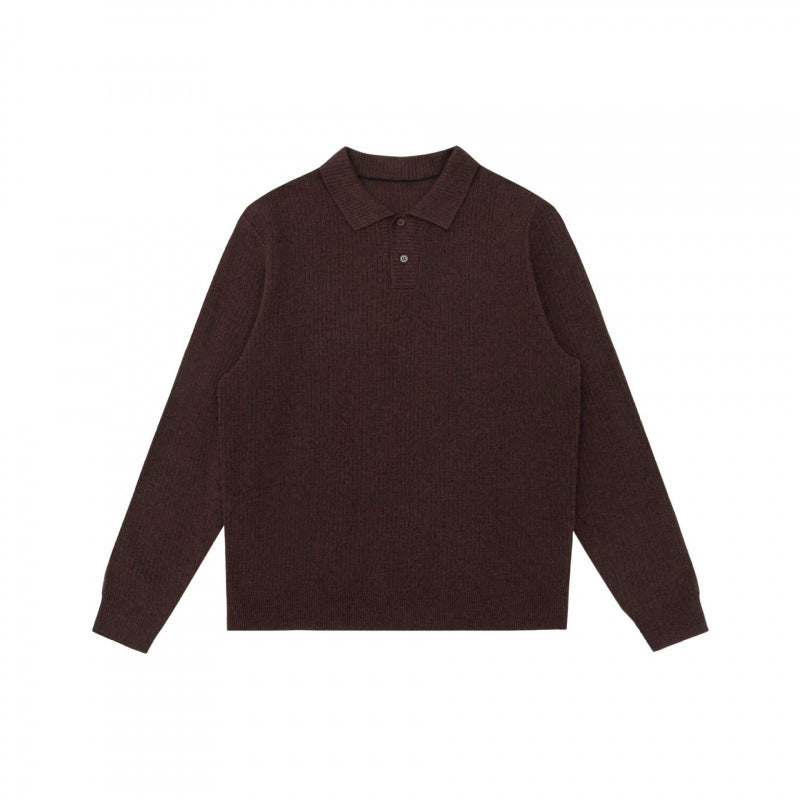 Men's fine knit polo shirt with ribbed structure, long sleeves and classic collar Mune Fashion