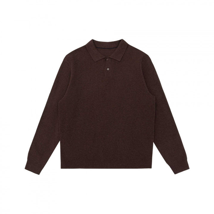Men's fine knit polo shirt with ribbed structure, long sleeves and classic collar Mune Fashion
