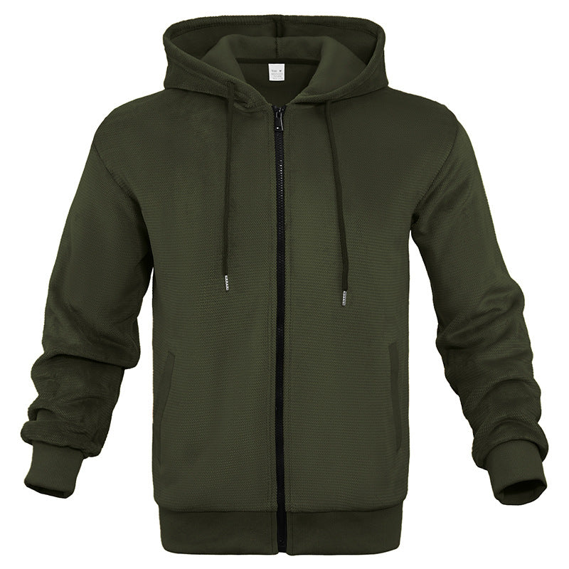Men's Structured Hoodie Sweatshirt with Full Zip, Side Pockets and Ribbed Cuffs Mune Fashion