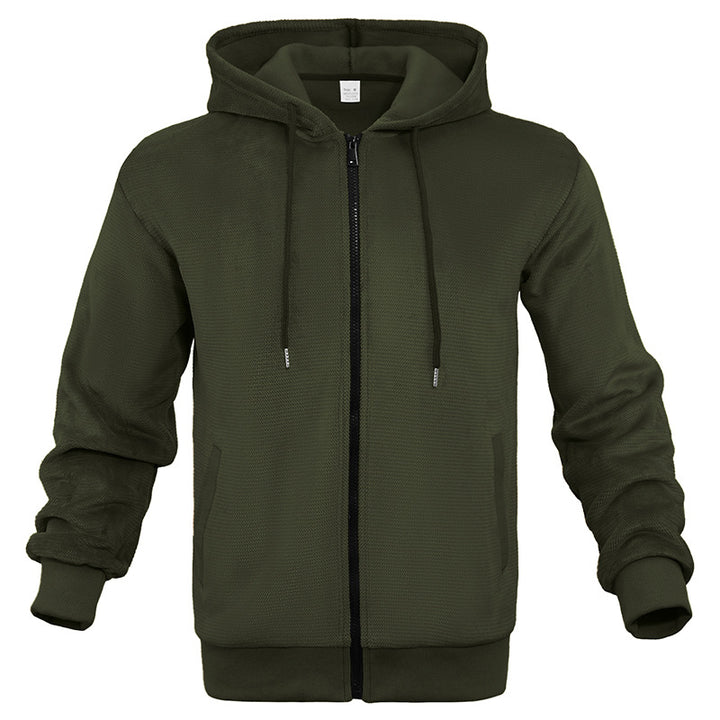 Men's Structured Hoodie Sweatshirt with Full Zip, Side Pockets and Ribbed Cuffs Mune Fashion
