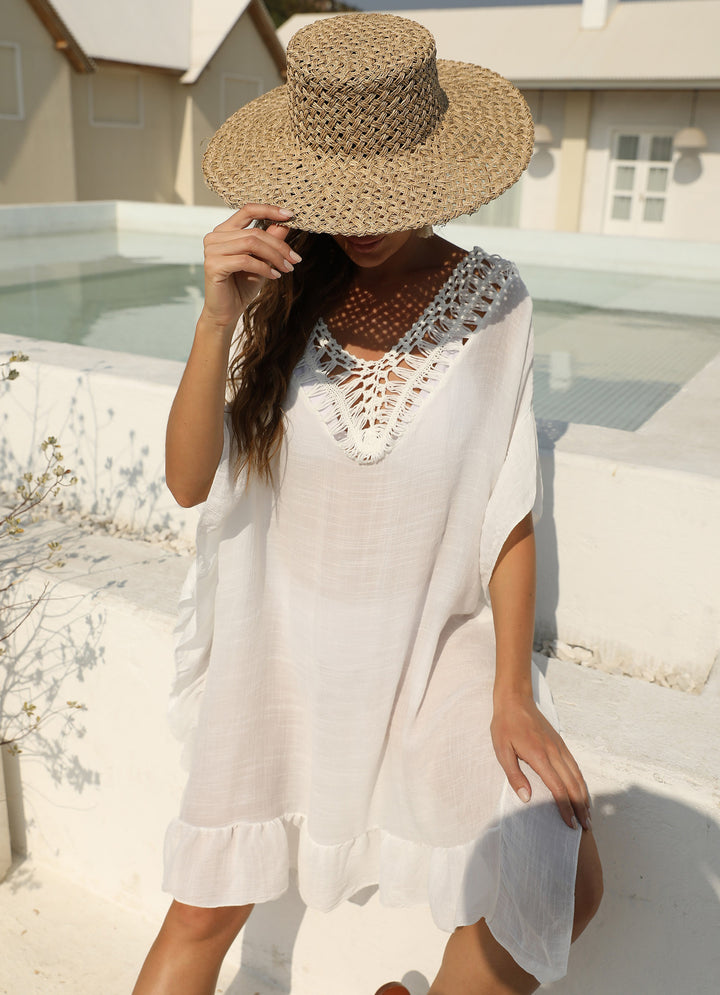 Ladies airy beach cover-up with crocheted decor Mune Fashion