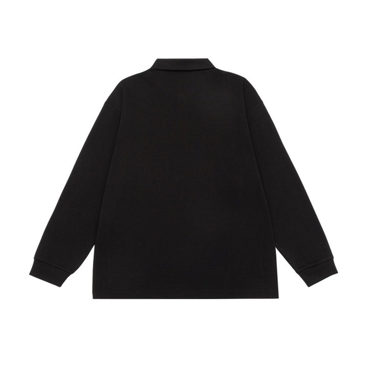 Unisex Long Sleeve Polo Shirt in Oversize Sweatstyle with Contrast Side Inserts Mune Fashion