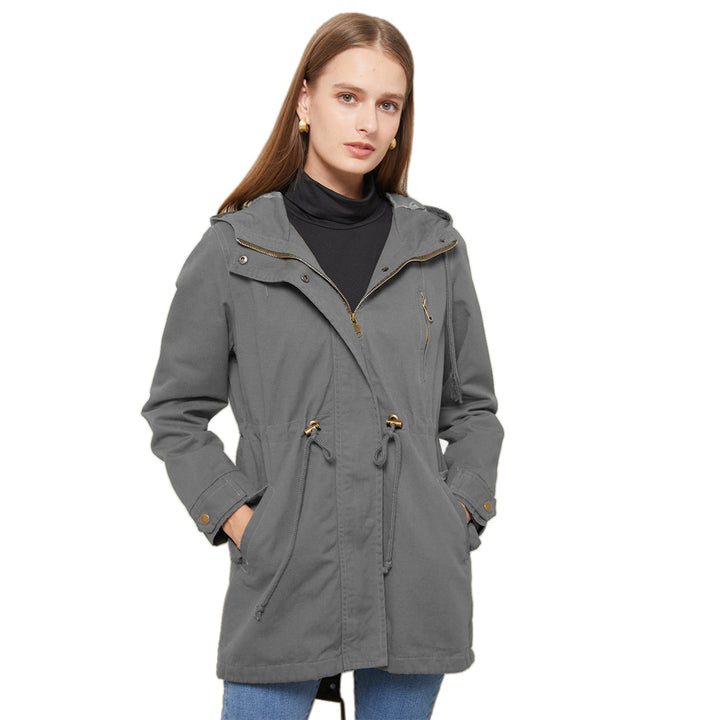Women's lightweight parka with hood, drawstring and concealed zip Mune Fashion