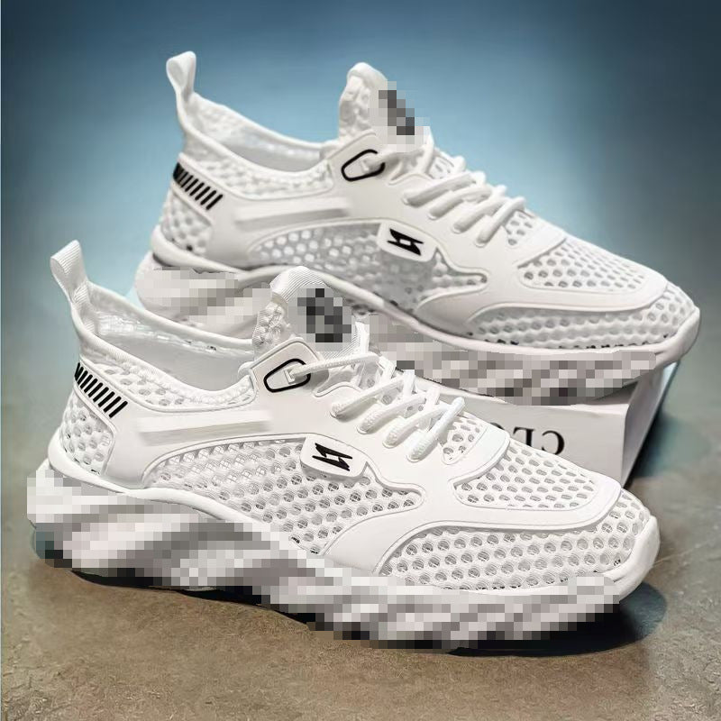 Men's Breathable Mesh Casual Sneakers with Textured Wave Platform Sole Mune Fashion