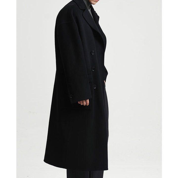 Men's Oversized Double-Breasted Wool Coat with Loose Fit and Classic Lapels Mune Fashion