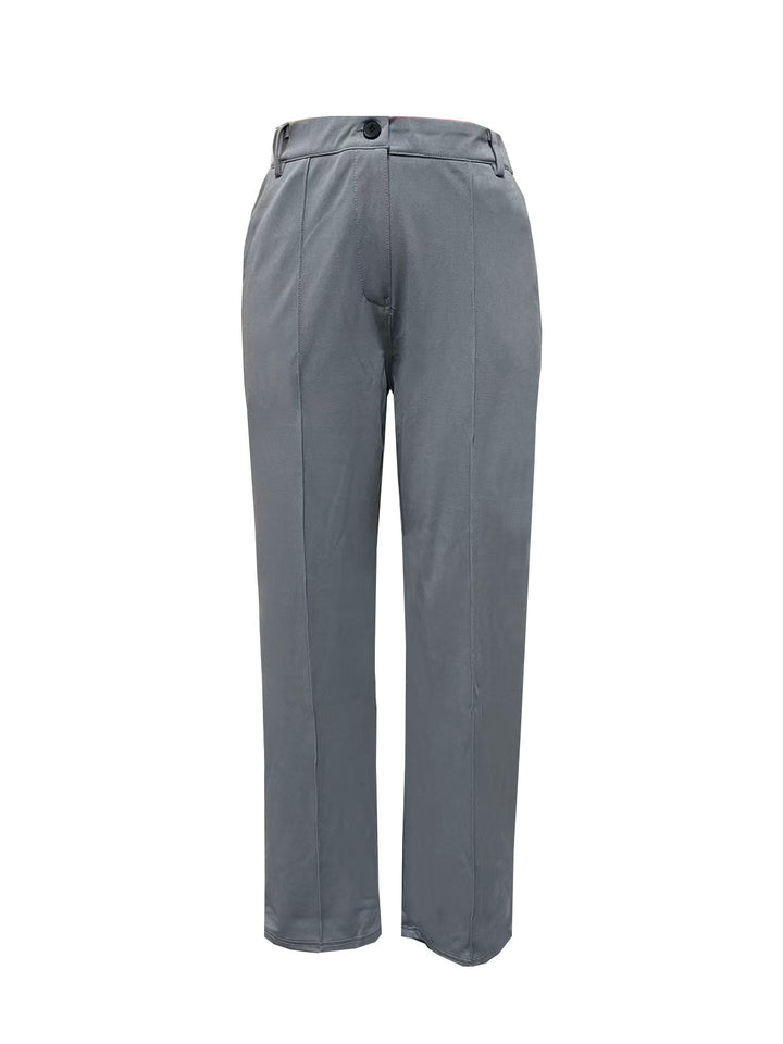 Women high-waisted straight-cut suit trousers with crease Mune Fashion