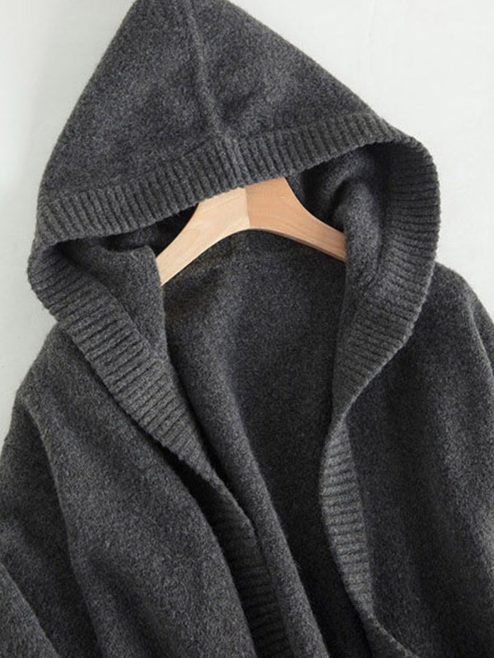Women's Oversize Hooded Cardigan in Cashmere-Look with Open Fall and Wide Rib Mune Fashion
